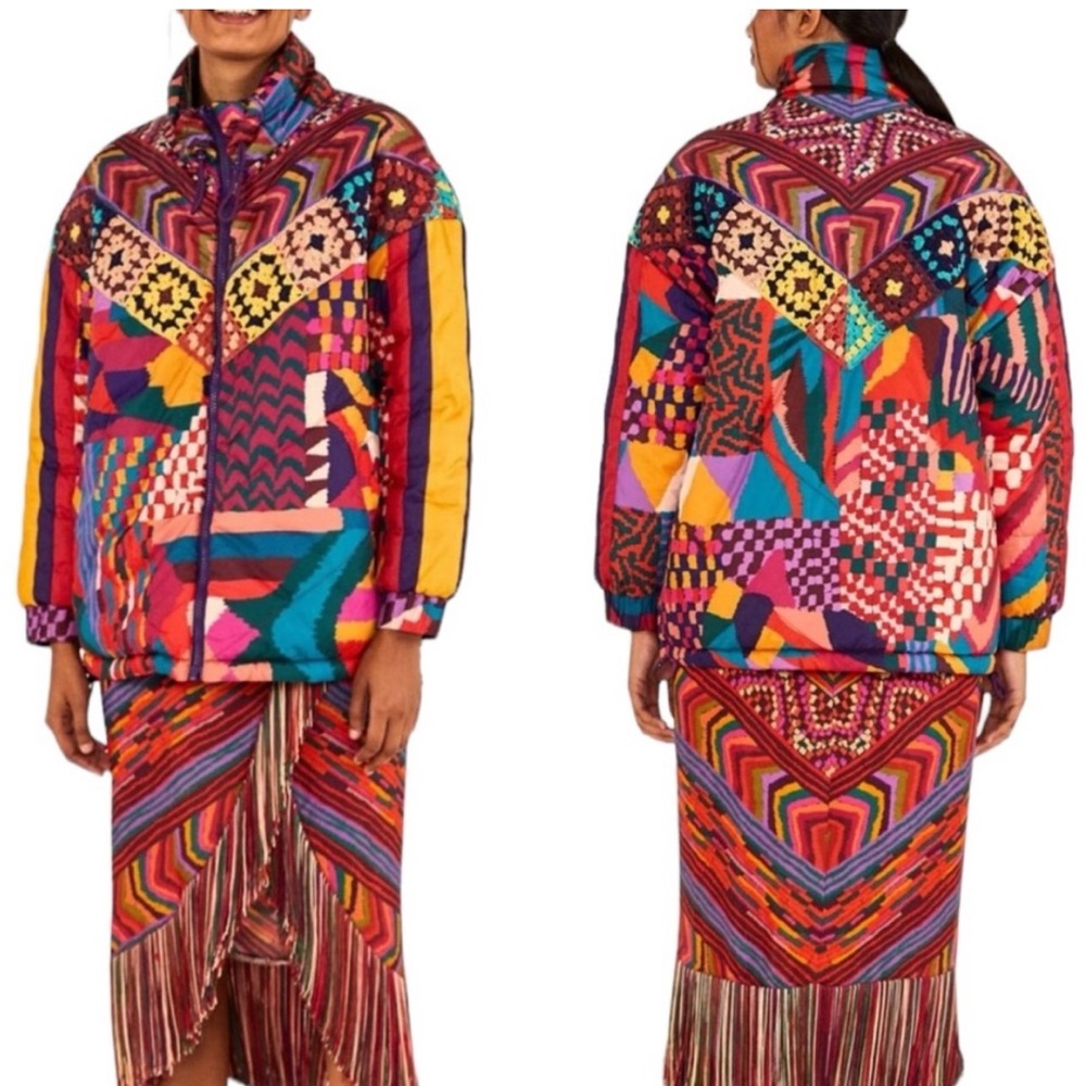 Farm Rio Multicolor Patchwork Jacket - image 2
